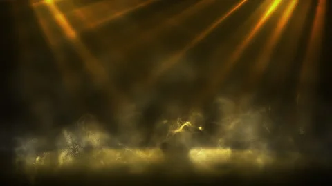 Warm Orange Spotlights Sweeping Through Smoke Loop Stock Footage 345567337
