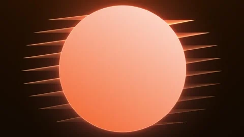 Warm orange sun disc loop with geometric light rays, glowing abstract tech .. Stock Footage 341116313