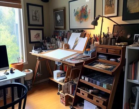 Warm Painters Workshop with Natural Lighting Stockillustratie