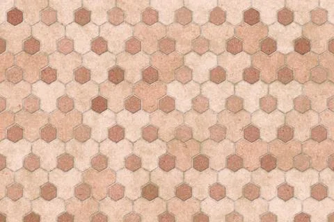 Warm peach and pink stone hexagonal tile texture for elegant and soft interior Stock Illustration