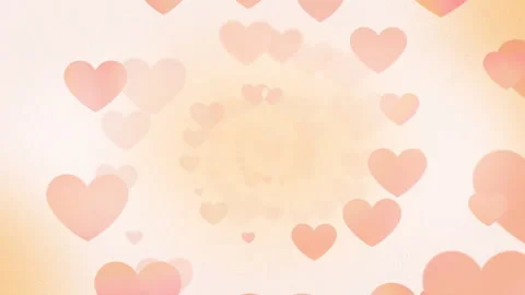 Warm Peach Orange Hearts Frame Loop Soft Glow Valentine's Day Background Vídeos de archivo 341828898