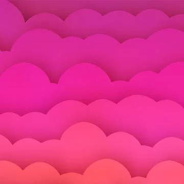 Warm Pink Clouds Backdrop with Papercut Effect Stock Illustration