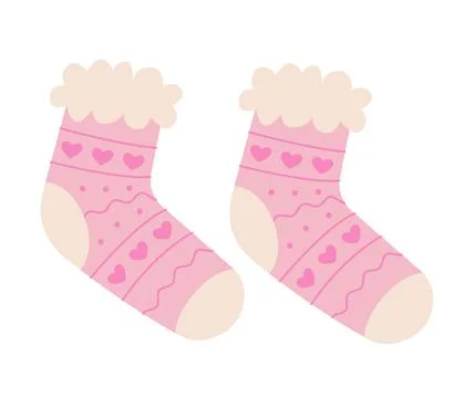 Warm pink socks with a cute pattern. Vector illustration Stock Illustration