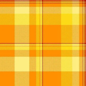 Warm pixelated plaid pattern. Retro textile design with orange and yellow hue Illustrazione stock