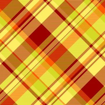 Warm plaid pattern with vibrant diagonal stripes in shades of red, orange and Stock Illustration