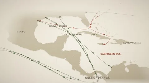 Warm Press Perspective Map With Drawn Lanes Tracing The Containers Route From Video stock 343729701