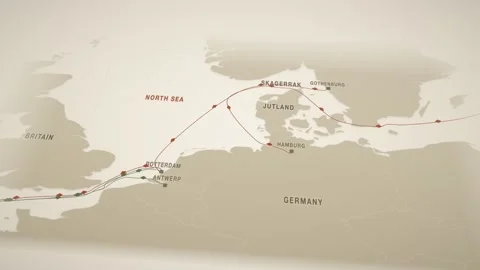 Warm Press Perspective Map With Drawn Lanes Tracing The Containers Route From 動画素材 343730319