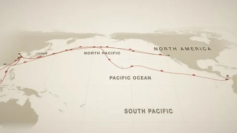 Warm Press Perspective Map With Pulsing Lanes Tracing The Containers Route From 動画素材 343730657