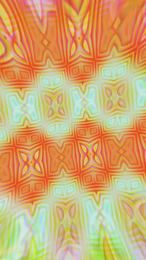 Warm psychedelic geometric abstract kaleidoscope pattern Stock Footage 346457827