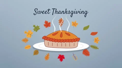 Warm pumpkin pie steaming on a plate with autumn leaves Stock Footage 348617393