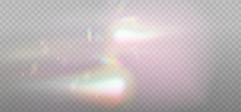 Warm Rainbow reflection light prism effect on light background. Hologram glass Stock Illustration