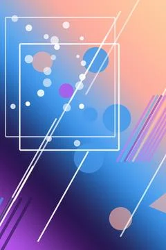A warm rainbow-toned abstract layout shows translucent frames, diagonal rul.. Stock Illustration