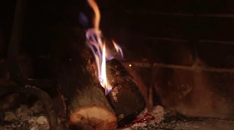 Warm, red fireplace Stock Footage 48596883