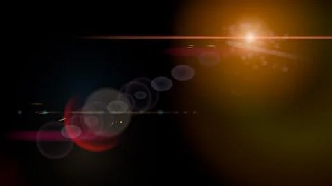 Warm red orange anamorphic optical lens flare horizontal overlay. bright glow Stock Illustration