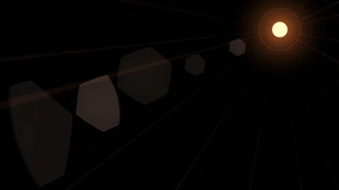 Warm red orange sun light optical lens flare hexagonal bokeh overlay. bright  Stock Illustration
