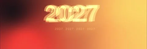 Warm red yellow gradient with layered 2027 New Year numbers, Loop Animation Stock Footage 341857304
