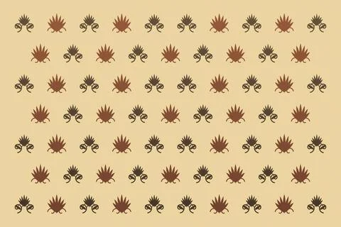A warm repeating folk pattern alternates spiky leaves and curled botanical .. Stock Illustration