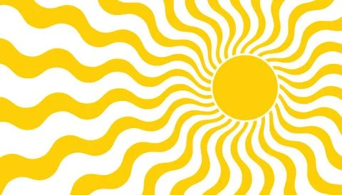 Warm retro sun with soft flowing curves and wavy shapes in bright yellow tone Stock Illustration