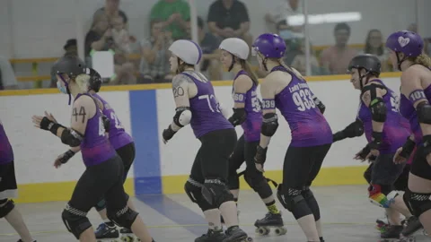 Warm up before roller derby game Stock Footage 232538946
