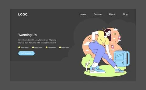 Warm-up routine concept. .Flat vector illustration. Stock Illustration