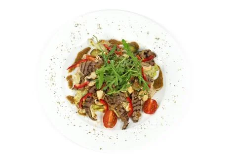 Warm salad with beef Stock Photos