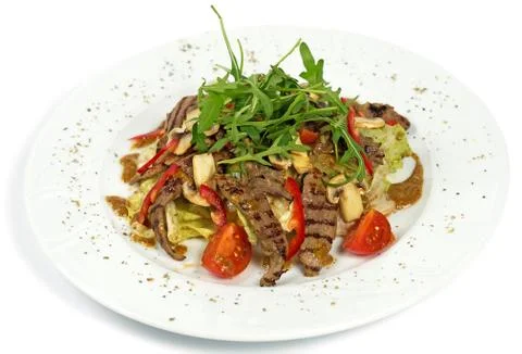 Warm salad with beef Stock Photos