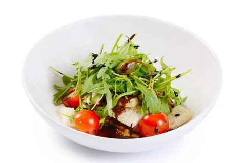 Warm salad with cutting of lamb Foto stock