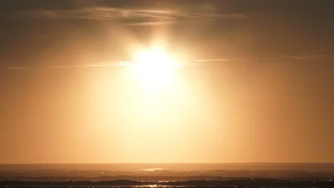 Warm Sky Shines Bright Over Waves Of Water Stock Footage 121239904