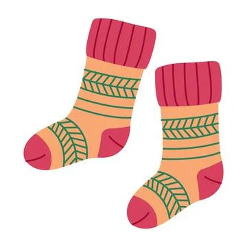 Warm socks. Hand drawn flat style isolated colorful socks isolated wool winter Stock Illustration