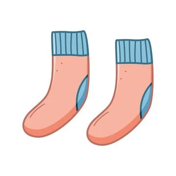 Warm socks Wool Felt boots, cartoon vector illustration of doodle style. Is.. Stockillustratie