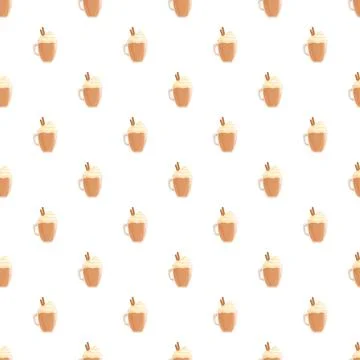 Warm spiced coffee drinks seamless pattern design Stock Illustration