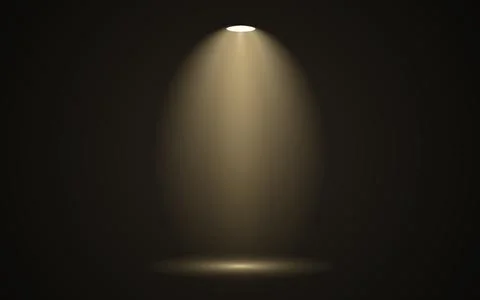 Warm spotlight beam from above on dark brown background soft golden light Ilustração Stock