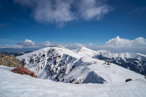 Warm spring day on the mountain ridge, timelapse. Stock Footage 152412221
