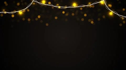 Warm string light background glowing bulbs, white wires, bokeh, open space Stock Footage 340452839