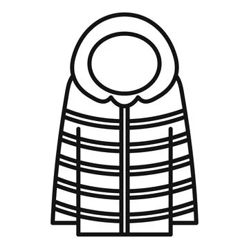 Warm striped winter jacket with hood protecting from cold weather Stock Illustration
