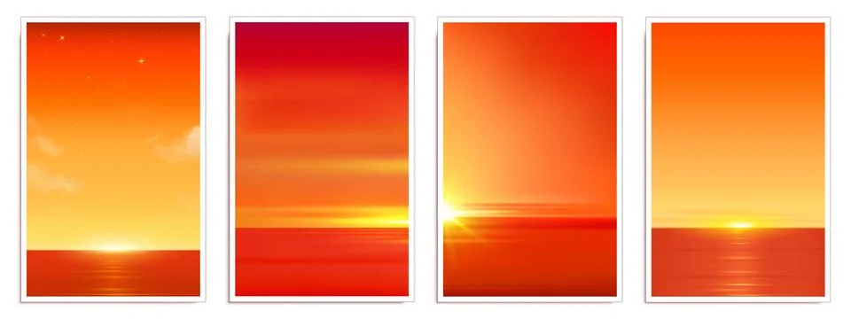 Warm summer beach sunset gradient set イラスト素材