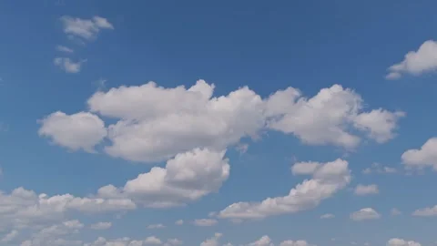 Warm summer cloudscape landscape above clouds with cumulus fluffy forms Stock Footage 343009052