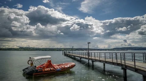 Warm Summer day at Lake Constance, Germany, Time Lapse Stock Footage 64008545