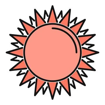 Warm summer sun icon representing sunny weather Illustrazione stock