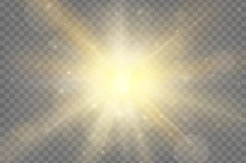 Warm sun glare realistic effect isolated on transparent background. Vector Stock Illustration