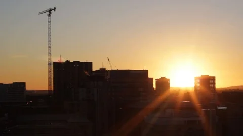Warm sun lights up the skyline Stock Footage 94641417