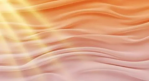 Warm sunlight rays on soft wavy peach and orange gradient background イラスト素材