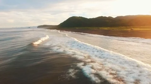 Warm sunny day on an empty beach Stock Footage 72747437