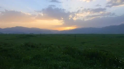 Warm Sunset Over Countryside Stock Footage 53232819