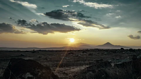 Warm Sunset Over Landscape Stock Footage 99166218