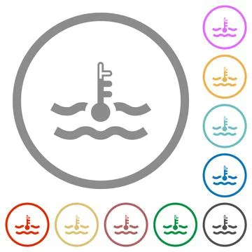Warm temperature engine coolant flat icons with outlines Stock Illustration