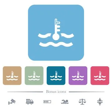 Warm temperature engine coolant flat icons on color rounded square background Stock Illustration