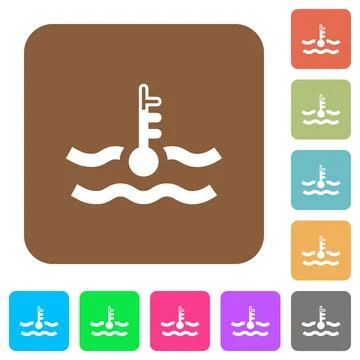 Warm temperature engine coolant rounded square flat icons Stock Illustration