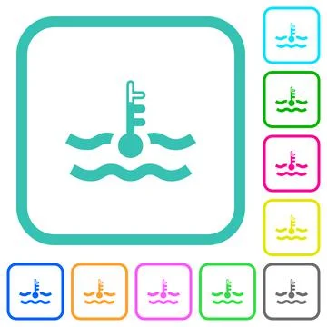 Warm temperature engine coolant vivid colored flat icons Stock Illustration