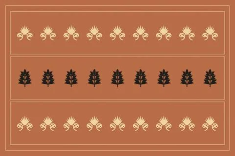 A warm terracotta composition presents repeating cream botanical motifs in .. Illustrazione stock